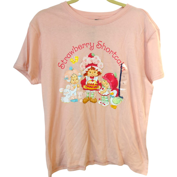 STRAWBERRY SHORTCAKE Pink Short Sleeve T-Shirt Size Large NEW 80s Retro NWOT - Picture 2 of 6